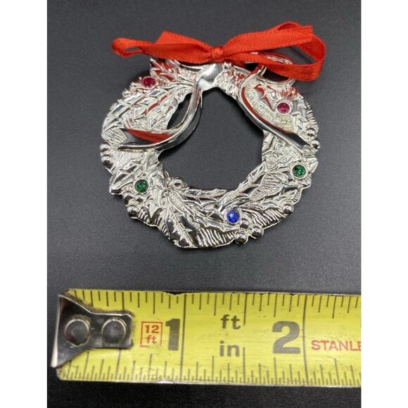 Lenox Sparkle and Scroll Christmas Ornaments Silverplate Wreath Tree Lot of 2 - Picture 7 of 11